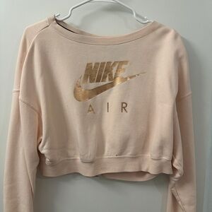 Nike Women's Cream Sweatshirt with Gold Logo
